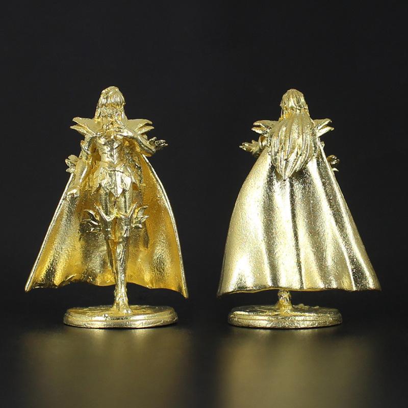 Saint Seiya Металлическая латунная аниме-фигурка 5 см Знак зодиака Глазурованная модель солдата Игрушка Настольная игра Шахматная фигурка Украшение Подарок