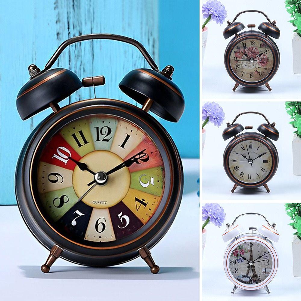 Plastic. Vintage Retro Alarm Clock Small Table Desk Quartz Clock Bedroom Living Room
