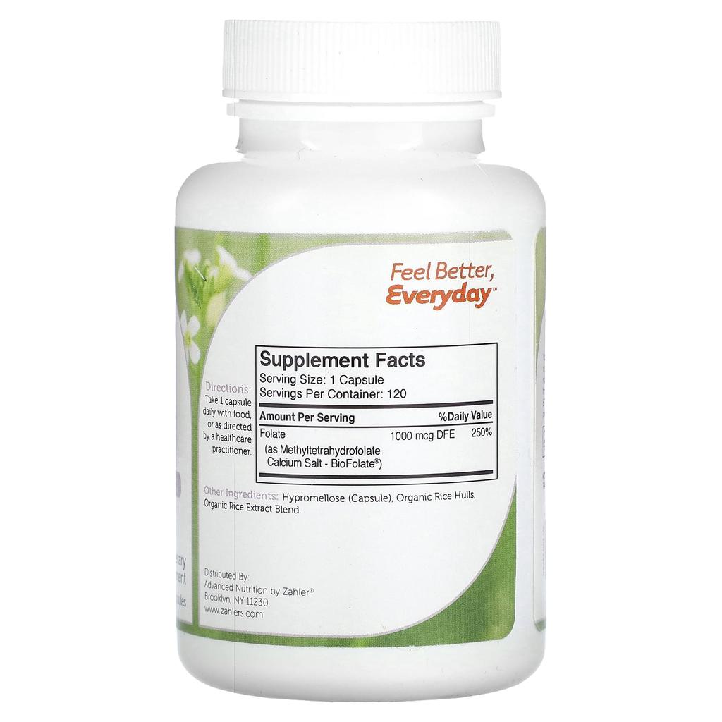 Methylfolate, Stable and Active Folic Acid, Helps Support Healthy Fetal Development, 120 Capsules (1,000Mcg Dfe Per Capsule)