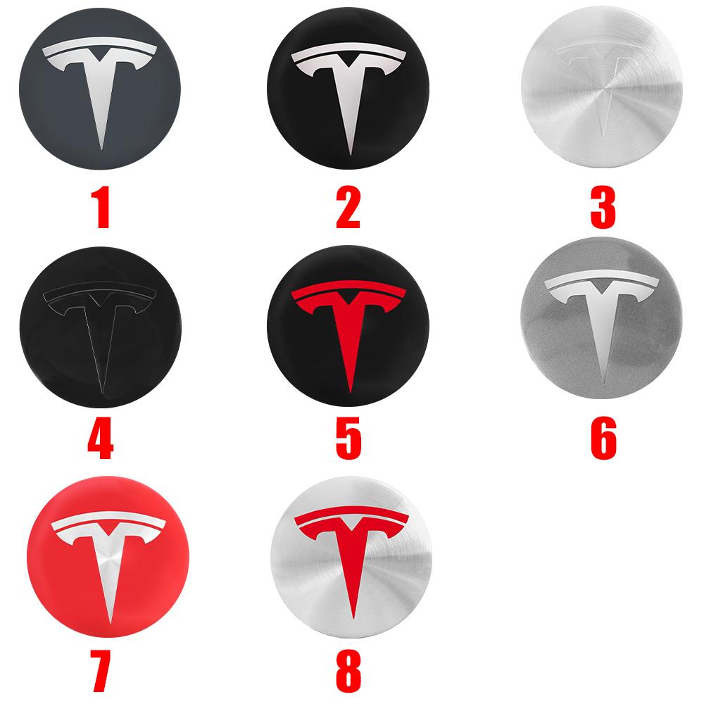 AKW1 4pcs 56mm Car Wheel Center Hub Stickers Cap Emblem Cover For Tesla Model 3 Model S Model X Y Juniper Roadster Wye Accessories