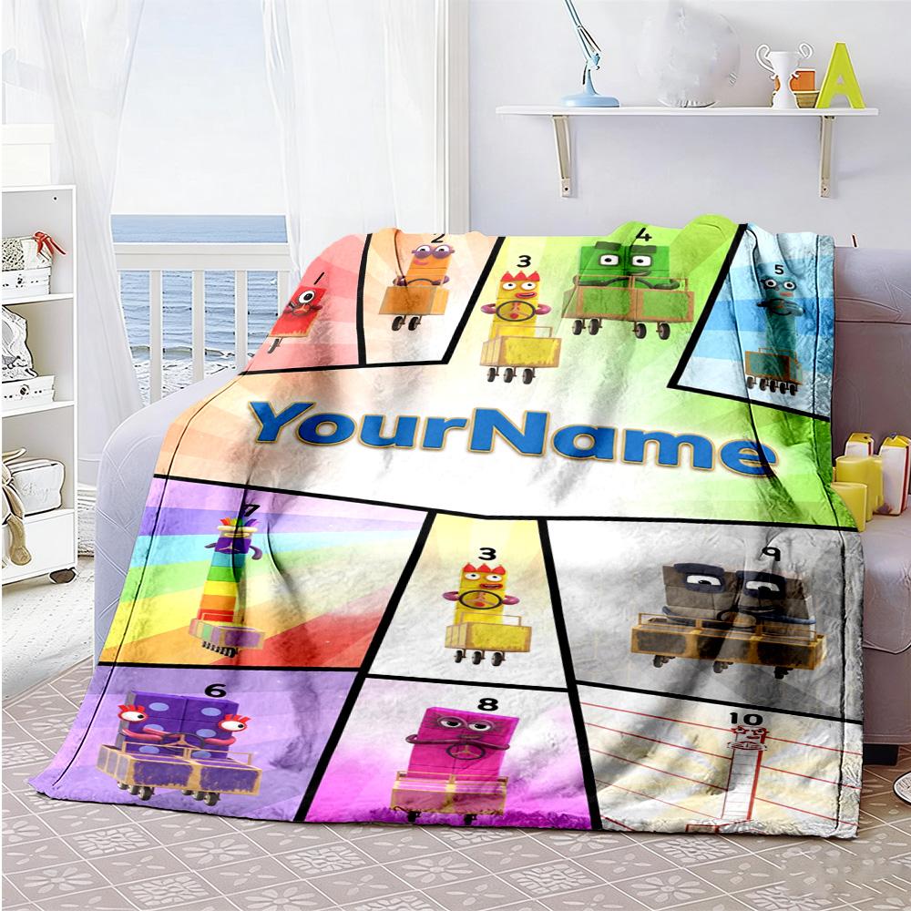 Numberblocks Customize Text Blanket Gift Customizable Blanket Soft Warm Cozy Versatile for Office Living Room Bed Office Chair Ideal for All Seasons