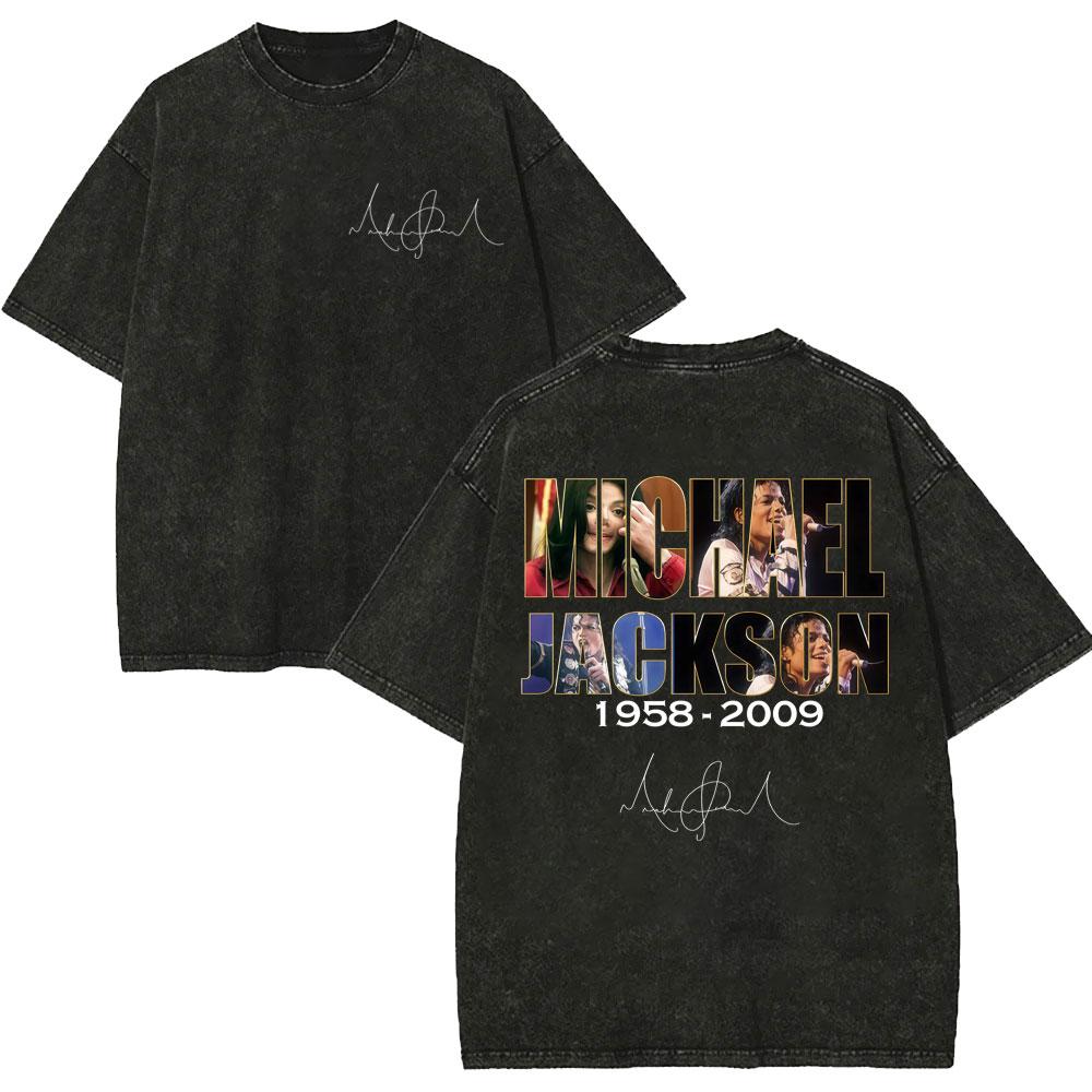 Vintage Washed 90s Rock Singer Michael Jackson Tshirt Fashion Hip Hop Short Sleeve Tshirts Men Women Oversized Cotton T Shirt