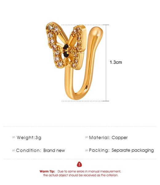 1 шт. Хрустальный бриллиант Имитация пирсинга Кольцо для носа Бабочка Клипса без пирсинга Кольцо для носа Зажимы для ушей Кафф Боди-украшение