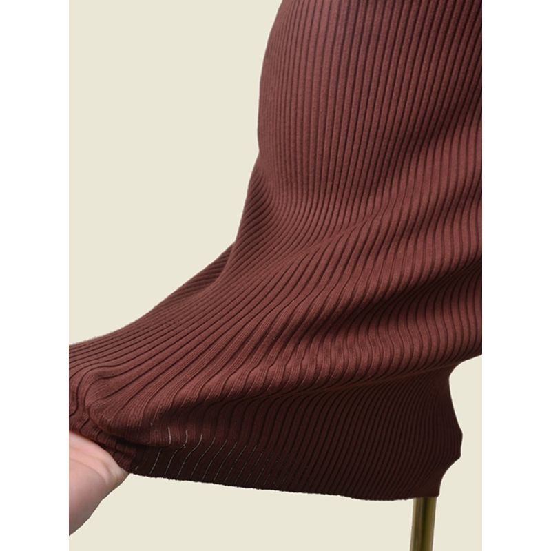 Foreign Trade Original Order Half Turtleneck Open Back Slimming High Elastic Dress All Year Round Inner Thread Sleeveless Knitted Hip Skirt