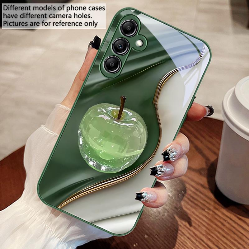 Прозрачный цветной яблочный чехол из стекла для Samsung Galaxy A14 4G 20 30 52 20S 21S 22 32 33 34 42 50 51 53 54 70 71 72 73 5G