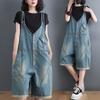 Summer Short  Loose Big Size Wide Leg Denim Overalls for Women Casual Oversized Jumpsuits Baggy Bib Pants Straps Jeans Dungarees