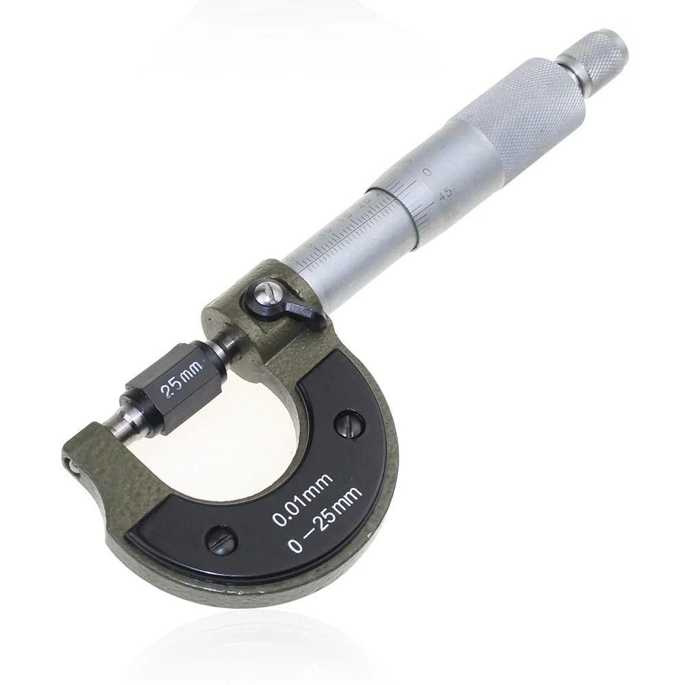 Наружные микрометры из углеродистой стали 0-25 мм Верньерный штангенциркуль Прецизионный микрометр Ручной инструмент Микрометрический индикатор с резьбовой шкалой