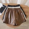 2023 Autumn/Winter Women's High Waist PU Leather A-Line Pants & Wide-Leg Shorts