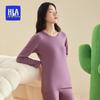Heilan Home Women's Fleece Thermal Underwear Set with Ginger Heat Patches