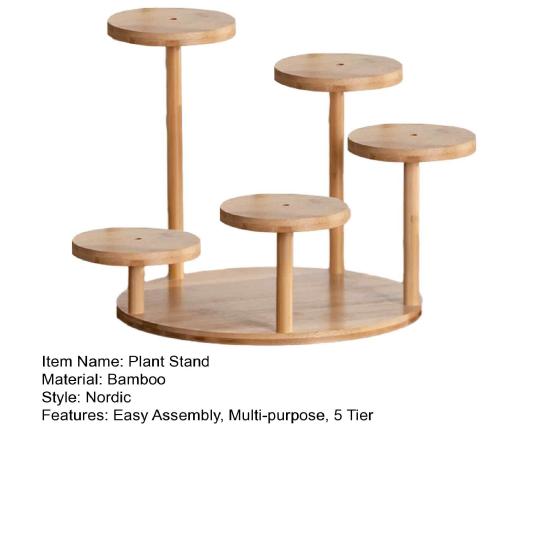 Tabletop Plant Stand Bamboo 5 Tier Flowerpot Stand Desk Window Sill Indoor Display Shelf for Corner Living Room Plants Decorations Figurines