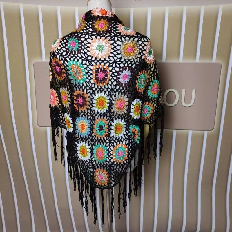 Кардиган женский ретро женский треугольный шарф шаль с кисточками накидка искусство лето и осень свитер с короткими рукавами женский