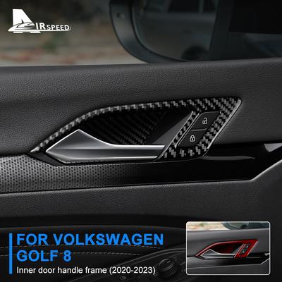 Наклейка из настоящего углеродного волокна для Volkswagen Golf 8     Декор накладок на ручки дверей автомобиля Внутренняя отделка