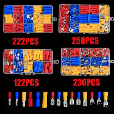 258 шт./236 шт./222 шт./122 шт. Ассорти обжимных клемм для проводов, комплект разъемов для электрических проводов