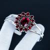 Красный Гранат Драгоценный Камень Ручной Работы Манжета Браслет 925 Стерлинговое Серебро Манжета Браслет, Браслет в Форме Цветка с Красным Гранатом Для Жены, Унисекс Браслет, Подарок Любви