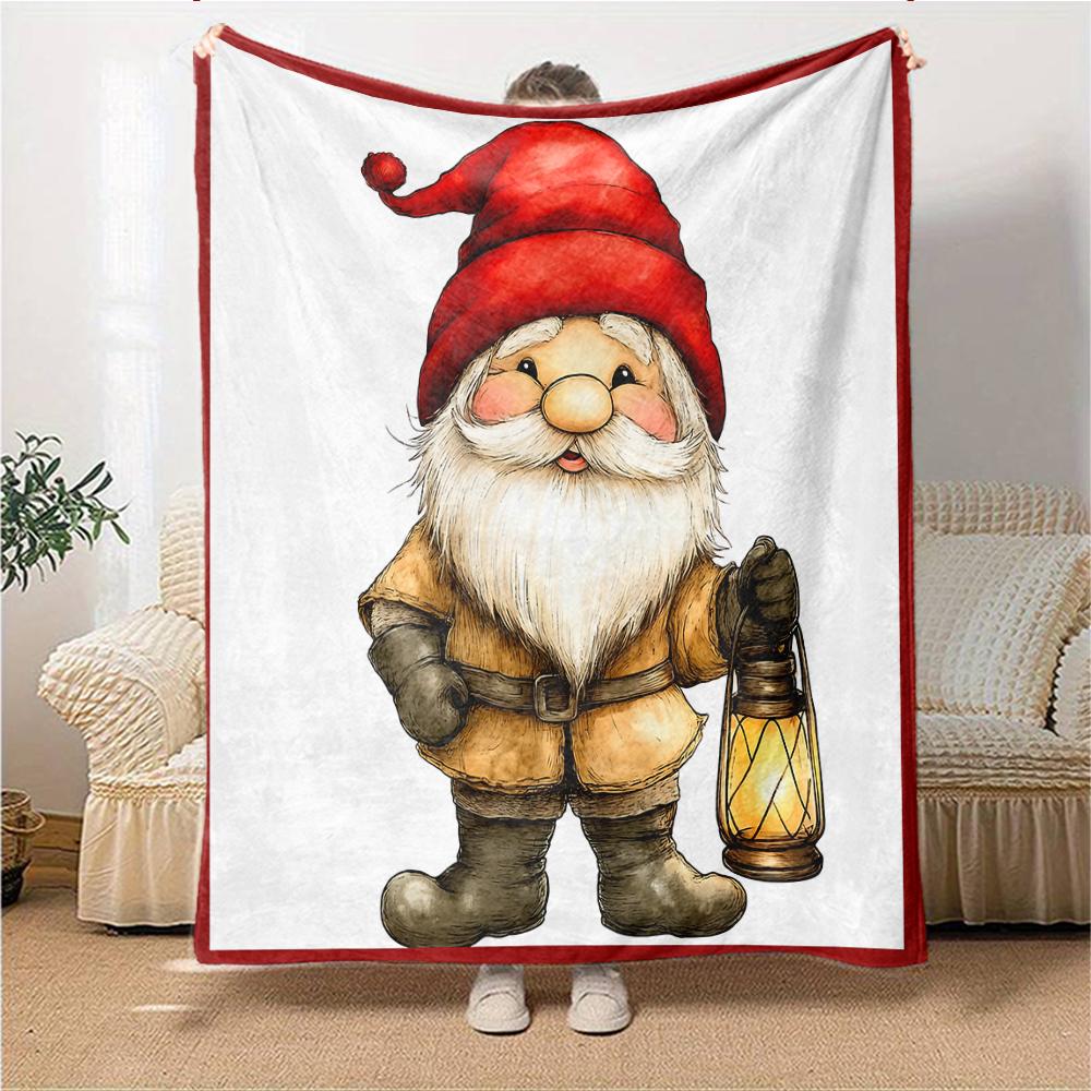1Pc Christmas Gnome Parade Blanket Soft Throw Blanket For Home Bedroom Bed Sofa Travel Office Solid Christmas Blanket