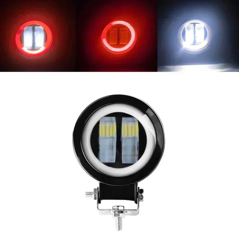 3 Inch 7D Lens LED Work Light Bar Square Car Headlight Halo For Motorcycle Jeeps ATV SUV 12V 24V Angel Eyes Driving Lights
