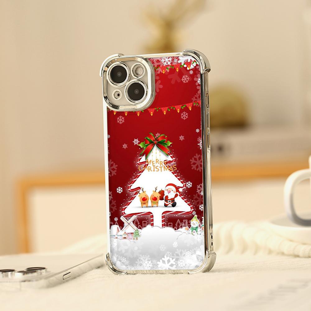 Чехлы для телефонов Ae114 Merry Christmas Christmas tree art из гальванизированного ТПУ для Xiaomi 11 Lite Redmi Note 13 Pro 12C 9S Huawei с защитой на четыре угла