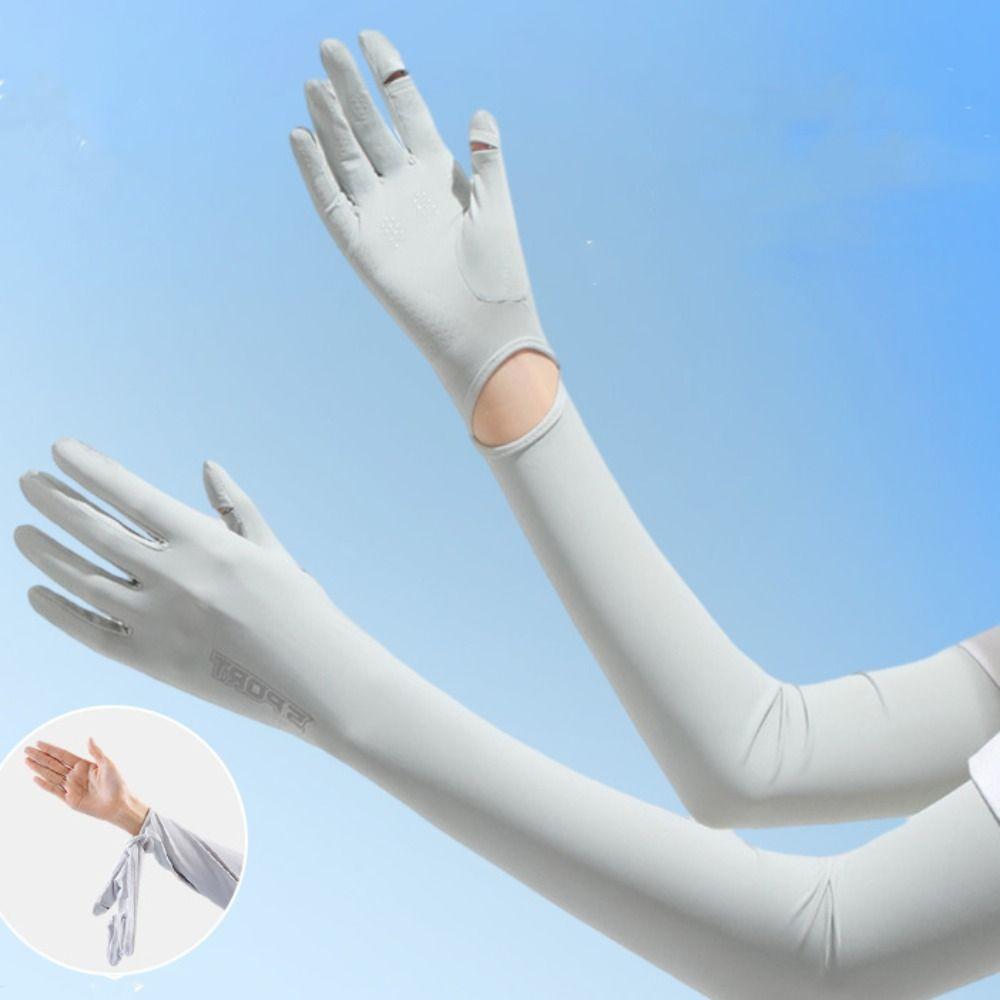 Solid Color Sunscreen Arm Covers Thin Cycling Gloves Sun Protection Long Ice Silk Sleeves Driving