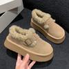 2024 Новая зимняя женская обувь Boken Shoes Plush Fashion Retro Bean Shoes Хлопковые женские тапочки на плоской подошве Женские ботинки на платформе