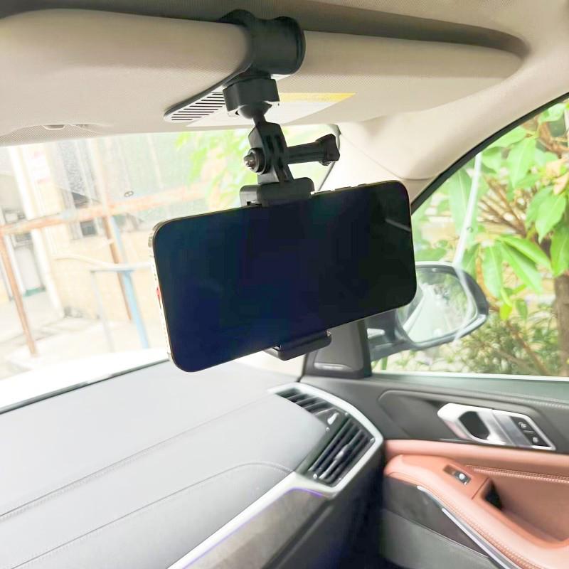 Car Sun Visor Camera Mount With Phone Clip For Cell Phone For Hero 12 11 10 9 8 For X3 One X2 Accessories