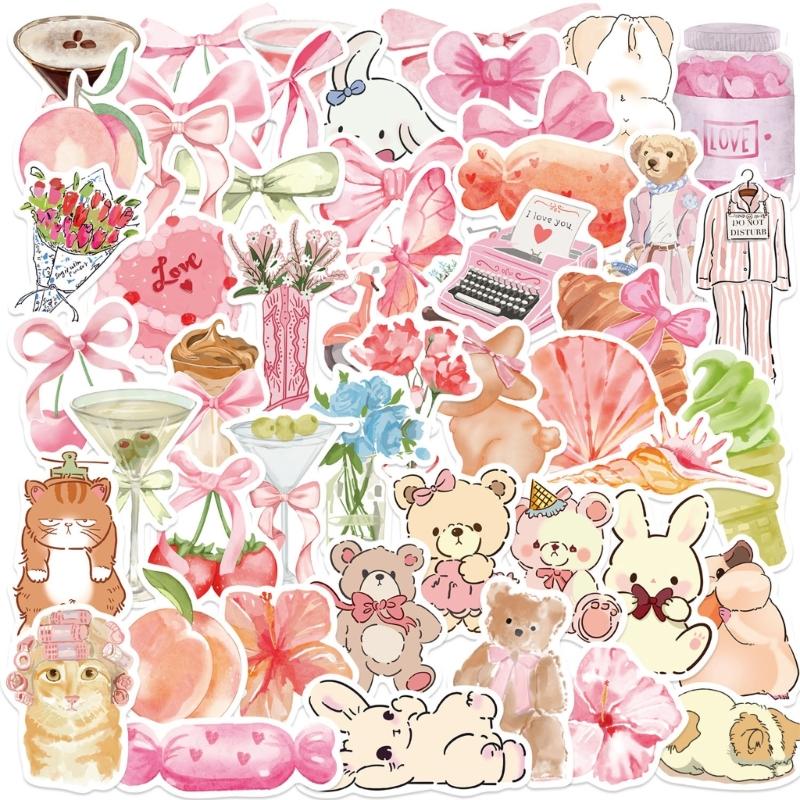 50Pcs Water Resistant Cartoon PVC Sticker Aesthetic Sticker for Water Bottle Laptop Car Scrapbooking Journal Skateboard