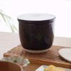 Kamoshika Douguten Small Ceramic Rice Container, 1-1.5-cup Capacity, Made in Japan, Banko Ware, Microwave Safe, Black