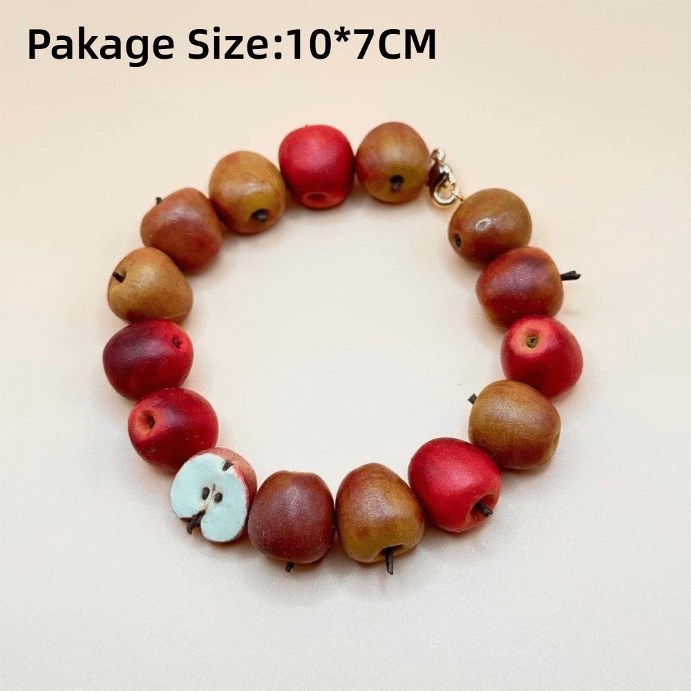 Glossy Beads Charm Bracelet Gold Tone Clasp Ins Style Fruit Beaded Party Accessory