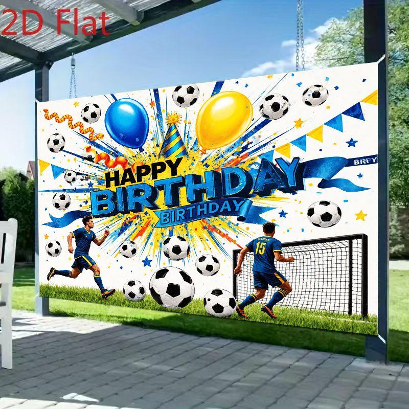 Football themed birthday celebration background cloth, colorful, suitable for parties, birthday parties and other scenes