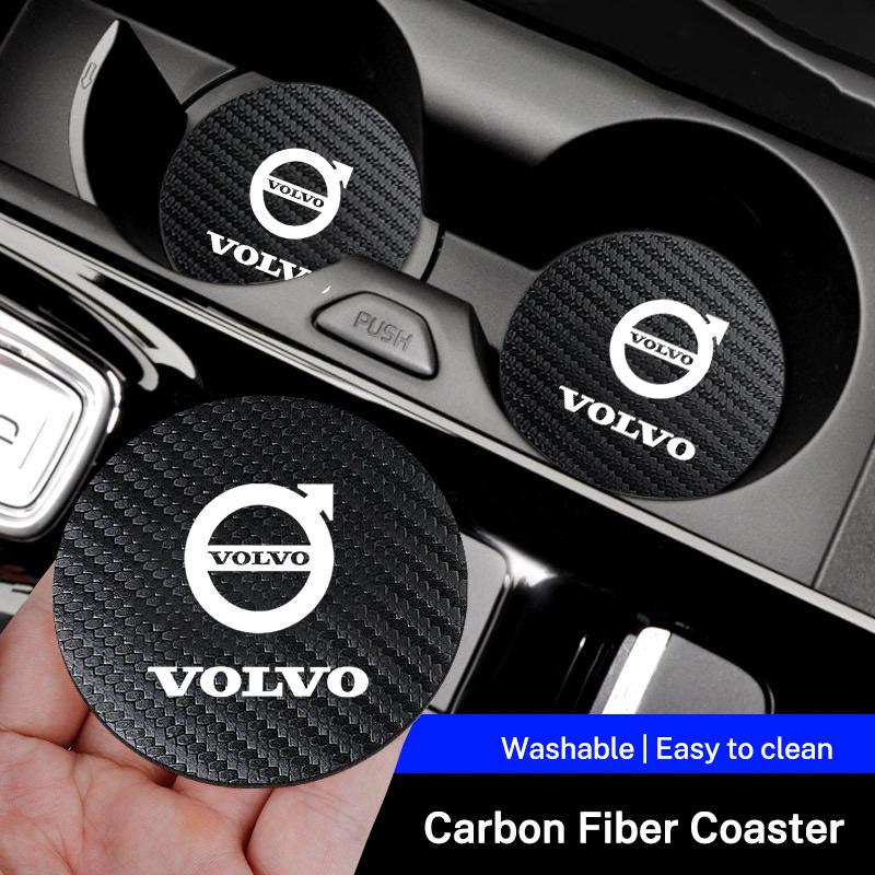2PCS Car Interior Coaster Pad Water Cup Slots Non-Slip Mat For Volvo XC60 XC90 V40 V60 V50 V90 C40 XC40 V70 XC70 C30 Accessories