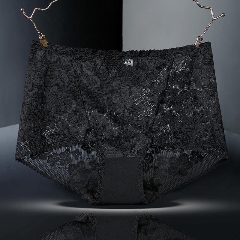 Бесшовные кружевные трусики с высокой талией для женщин, нижнее белье, сексуальные сетчатые дышащие трусы с цветочной вышивкой, большие размеры, нижнее белье