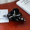 Stylish Black And Pearlescent Pink Floral Hair Claw Clip For Effortless Elegance