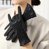 Faux Leather Winter Outdoor Cycling Gloves Thick Windproof Ski Cotton Gloves Sports Fishing