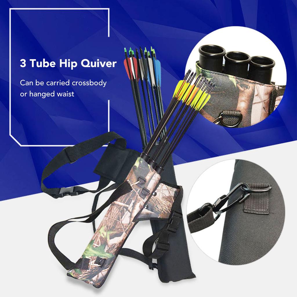 Колчан для стрельбы из лука, регулируемый пояс, 3 трубки для стрел, колчан для тренировок с блочным рекурсивным луком
