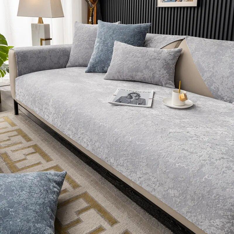 Утолщенный рельефный плюшевый чехол для дивана, универсальный нескользящий коврик для дивана, зимний теплый мягкий диван-полотенце, подушка для дивана для гостиной, домашний декор