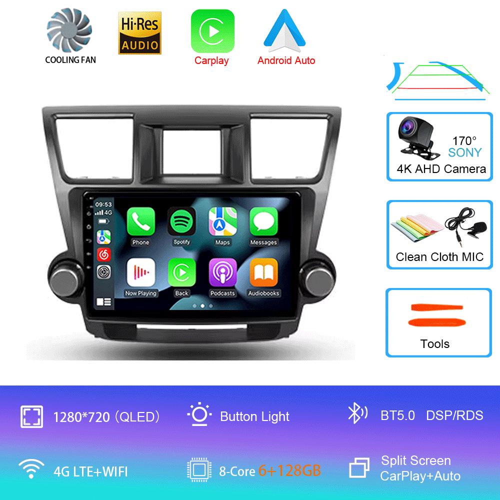 Автомобильное радио Android 14 Carplay Auto для Toyota Highlander 2 XU40 2007-2013 Мультимедиа Видео Плеер Навигация GPS Стерео 2din DSP