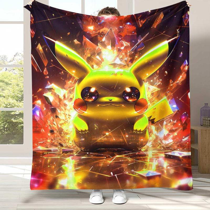 6 Style Pikachu Pokemon Flannel Blanket,Ultra Soft Warm Plush Throw for Home Bedroom Bed Sofa Cover Office Camping Picnic gift