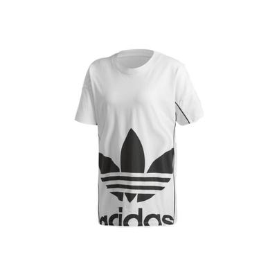 adidas Оригиналы Логотип Трилистник Простой Принт Линиями Свободный Крой Спортивная Футболка Женские Топы Белый ED4771