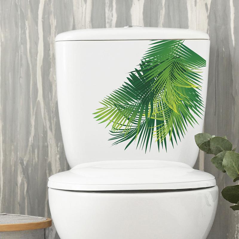 Green Plant Leaves Flower Wall Sticker Bathroom Toilet Decor Living Room Cabinet Home Decoration Decals Beautify Self Adhesive M