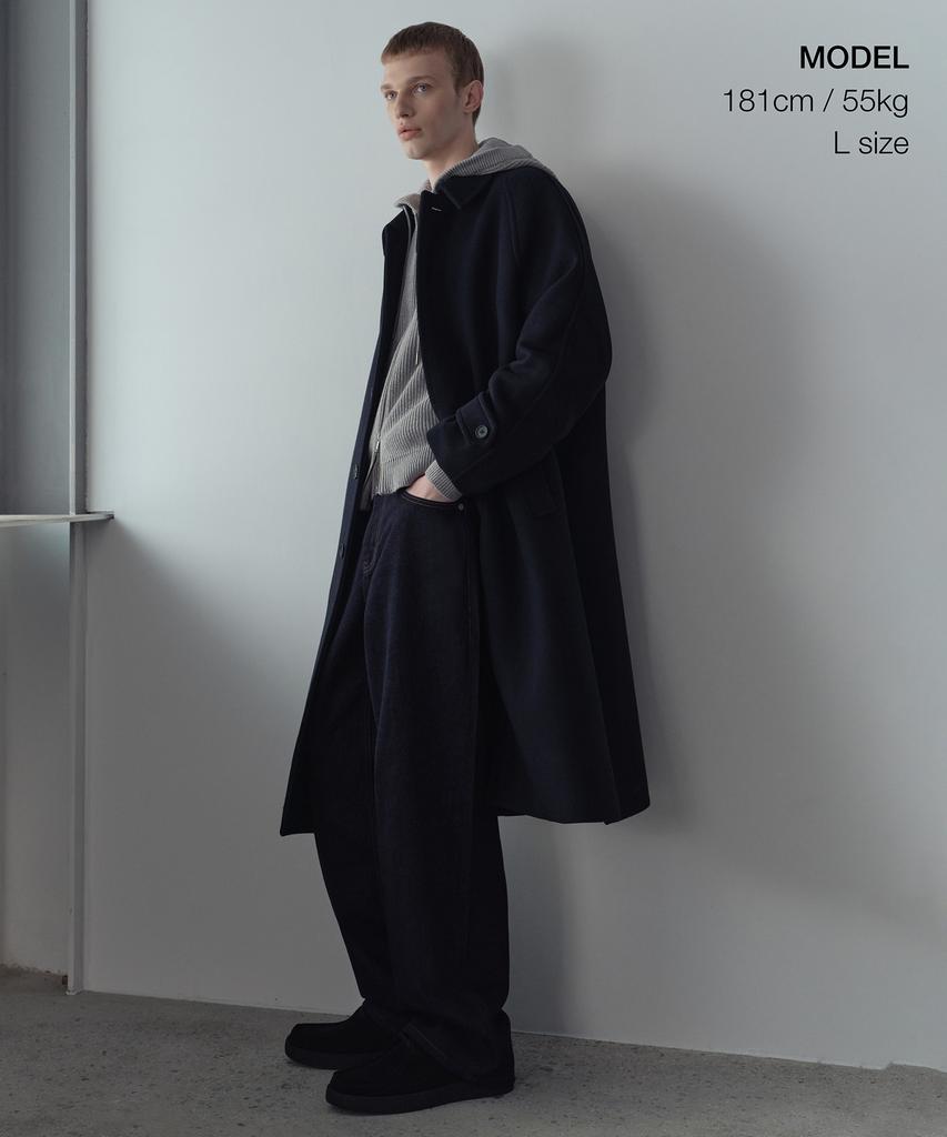Musinsa Standard Cashmere Blend Oversized Balmacaan Coat [Navy]