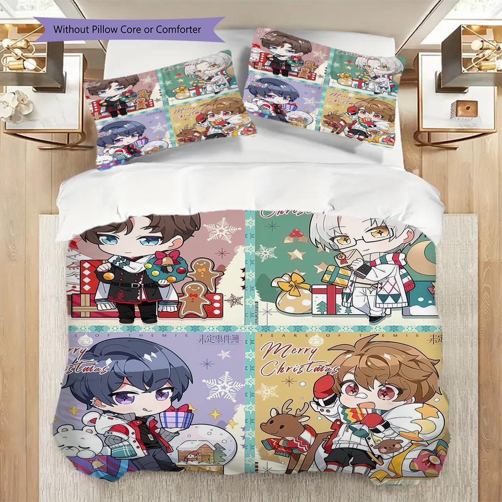 1PC Christmas theme pattern Bedding Quilt Set Quilt Cover Pillowcase Home Decoration Birthday Gift (1 * duvet cover + 2 * pillowcase, without core)