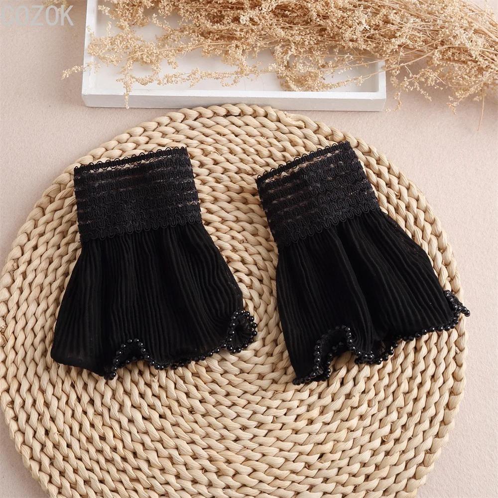 DIY Detachable Cuffs Cuff Extension Embroidery Lace Daisy Fake Sleeves Elastic Wild Wrist Pleated Organ Lolita Fake Sleeves