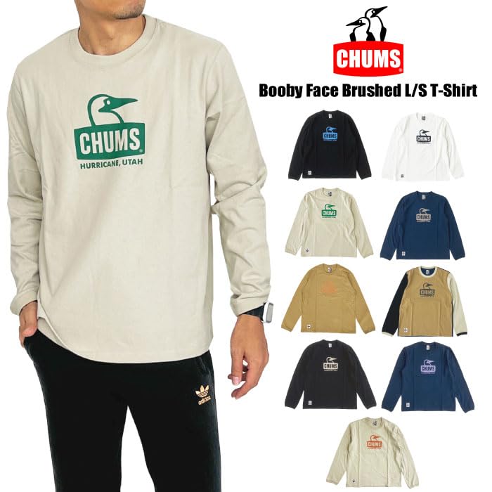 Футболка Booby Face Brushed с длинным рукавом, длинная, синяя x [Chums] CH01-2303 (XXL, N105 Саксофон)