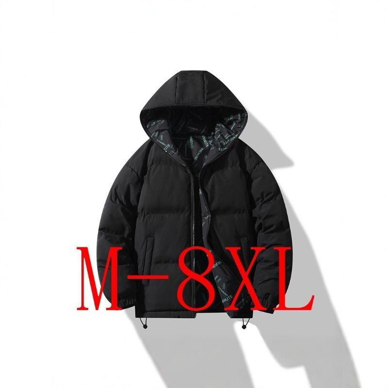 Men Plus Size Reversible Thick Hooded Winter Cotton Jacket Print Coat