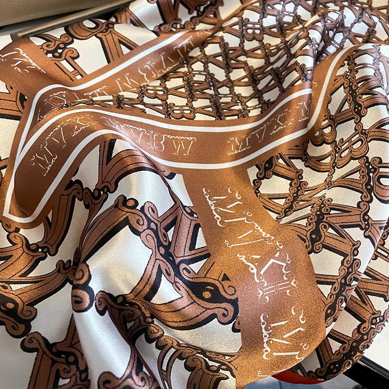 French Retro Letters Mulberry Silk Silk Scarf Decorative Scarf Hangzhou Silk Square Scarf Small Neck Scarf