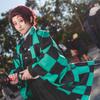 Anime Demon Slayer: Tanjiro Kamado Yaiba Kimono Top Fancy Suit Halloween Cosplay Costume
