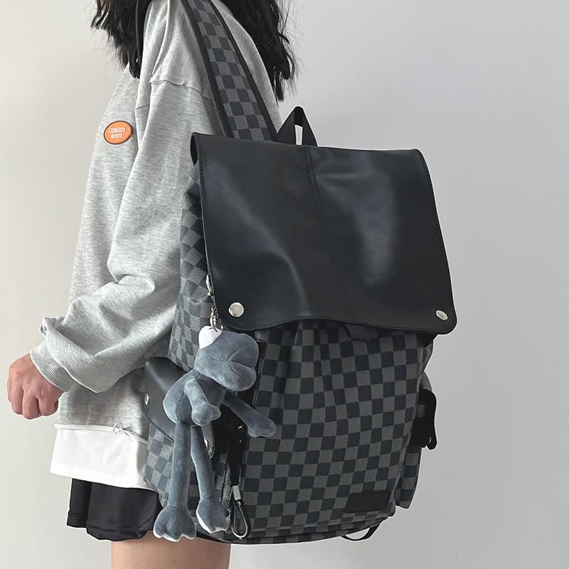 Tooling Style Backpack Male High School College Student Schoolbag Female Junior High School Student Large Capacity Soft Travel Computer Backpack Trend