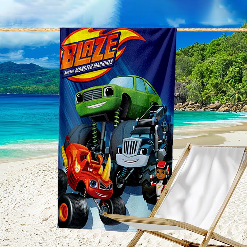 1pc Blaze and the Monster Machines (4) Beach Towel, Beach and Seaside Swimming Pool Equipment, Fashion Pattern, Rectangular, Travel Essentials
