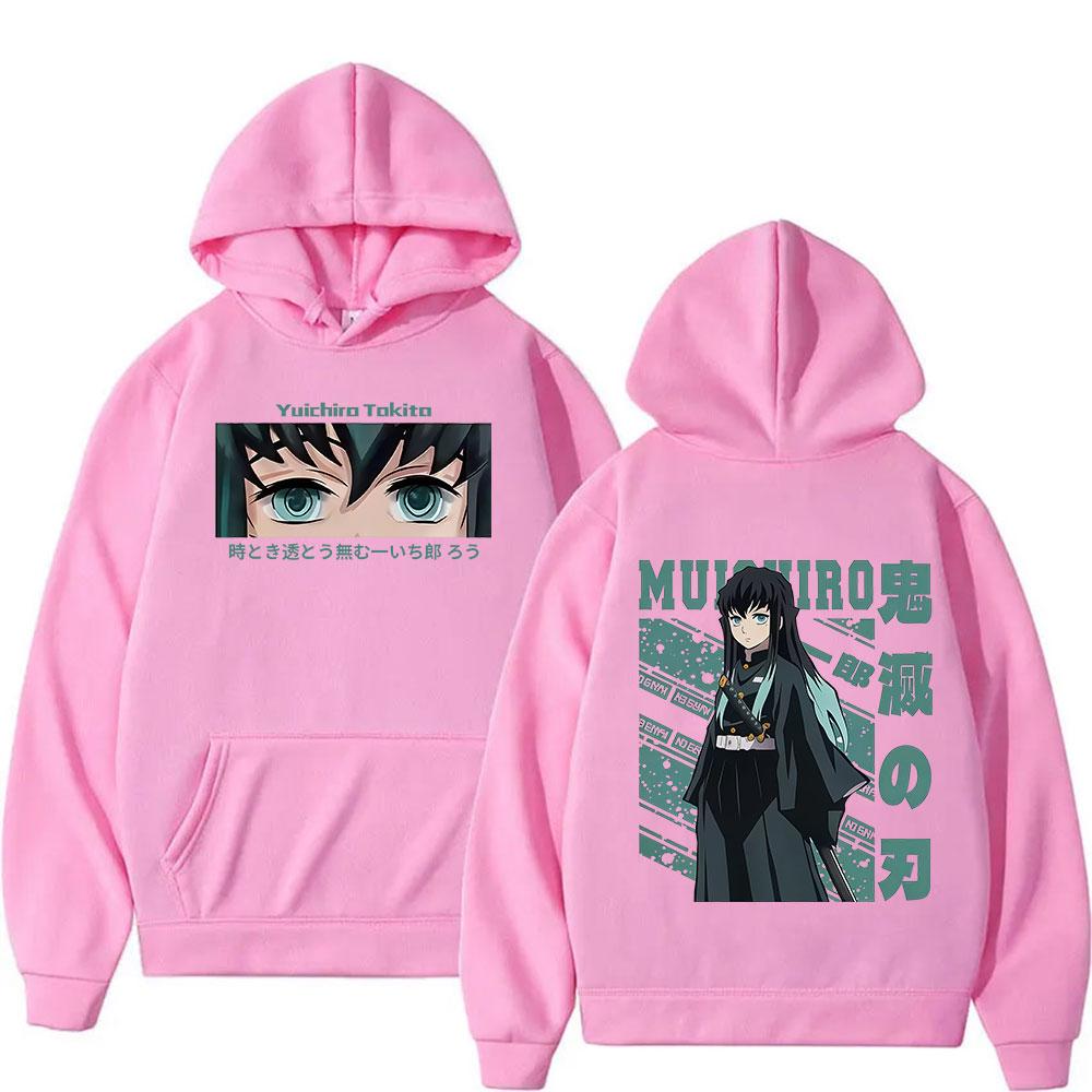 Felpa con cappuccio grafica Anime Demon Slayer Muichiro Tokito Moda Pullover Felpa Uomo Donna Autunno Inverno Felpe Streetwear