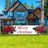 Merry Christmas Holiday Outdoor Christmas Banner, Garden Fence Porch Party Decor