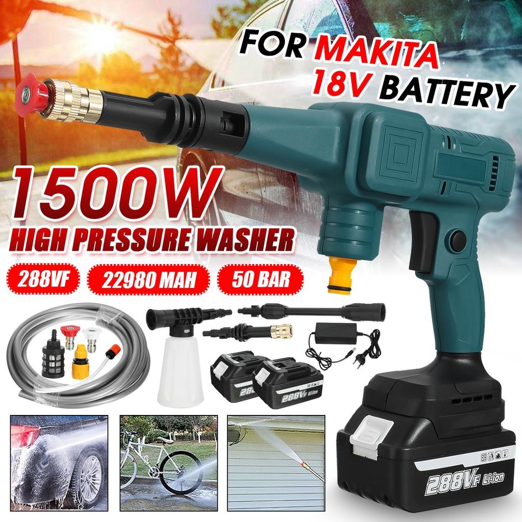 50 бар 1500 Вт 288 ВФ Автомобильное зарядное устройство Электрический пистолет-мойка Пенный пистолет для 18 В аккумулятора Аккумуляторная мойка высокого давления